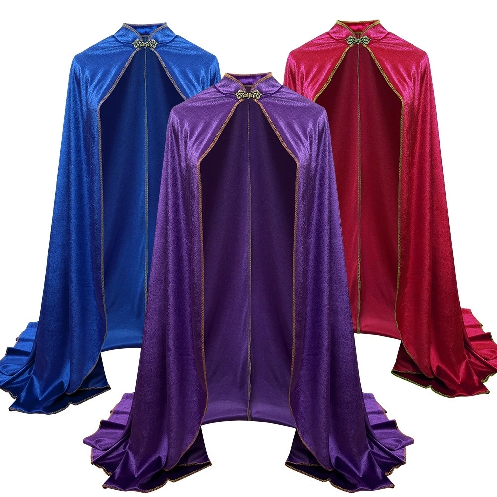 Vintage Noble Velvet Cape Cloak Luxury Long Robe Halloween Cosplay Costume